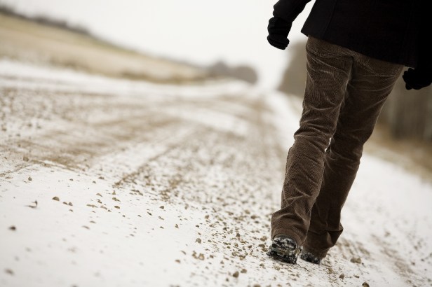 Person walking along road